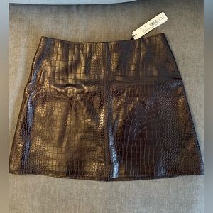 Alice & Olivia Brown Leather Mini Skirt